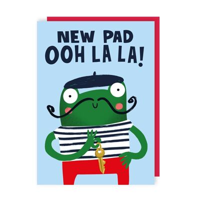 Funny French Frog New Home Card Pack of 6