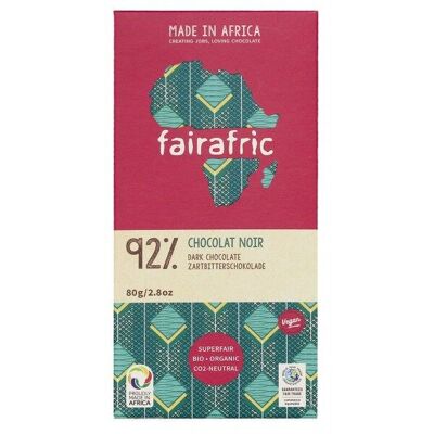 Chocolat FAIRAFRIC Noir 92% du Ghana, 80g