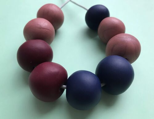 Burgundy, navy and rose pink polymer clay necklace