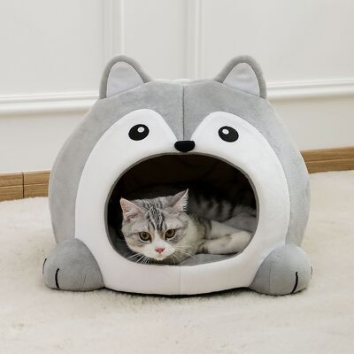 Husky Dog Shape Cat Bed House
