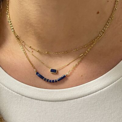 Fiorella I Natural Stone Necklace (Pink Quart, Tiger's Eye, Lapis Lazuli)
