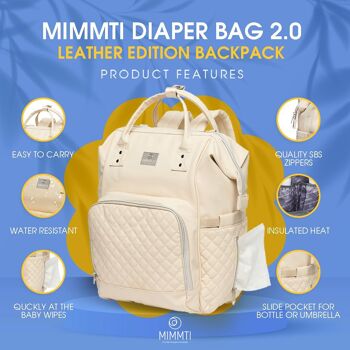 Sac à langer sac à dos cuir MIMMTI NanaBeebi 2.0 | Sac bébé en cuir | sac de crèche 15