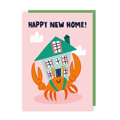 Lindo cangrejo ermitaño nuevo hogar tarjeta paquete de 6