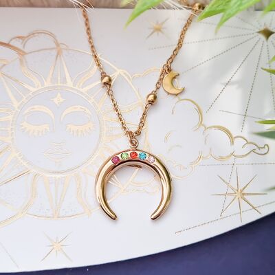 Stainless steel moon necklace
