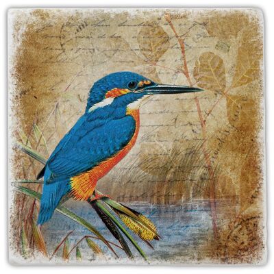 Marble coaster "Vintage Kingfisher"