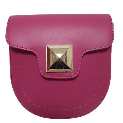 Fuchsia leather bag with shoulder strap