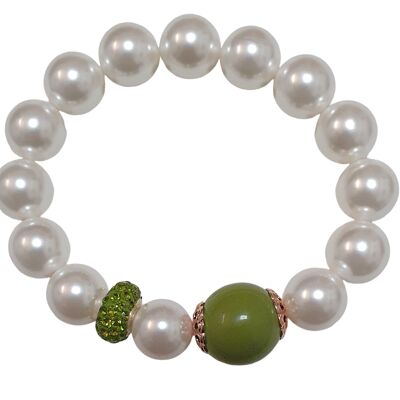 Elastic bracelet with pearls