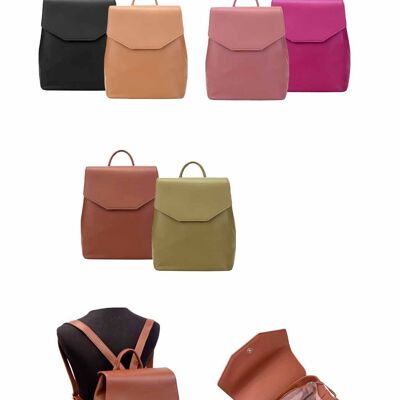Sac à dos femme en simili cuir avec 2 compartiments