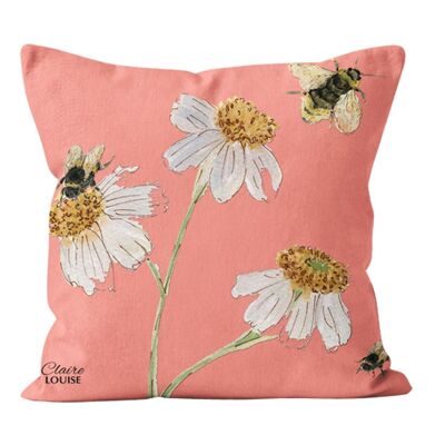 Botanical Daisies Peach Fuzz Cushion