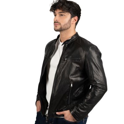 Montecristo Men's Real Leather Jacket Black KANSAS
