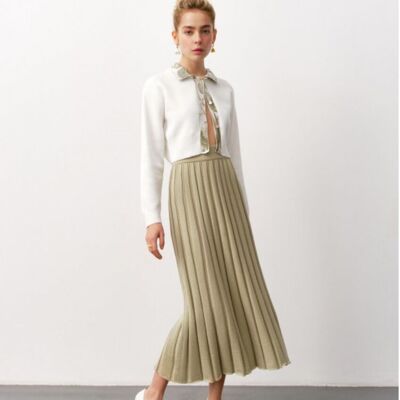 Pleated midi skirt