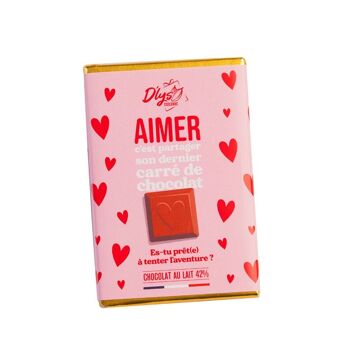 Aimer c'est partager son dernier carré de chocolat - Mini Tablette de Chocolat au lait 1