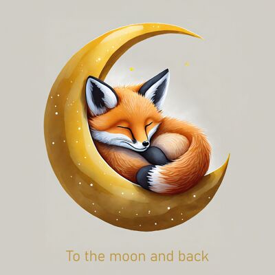 Poster children's room Fox on the moon