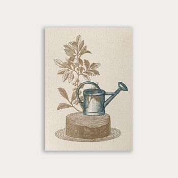Carte postale / chapeau avec arrosoir / papier écolo / teinture végétale 1