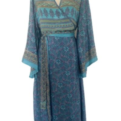Long crossed kimono dress with pagoda sleeves Vanilla number 1