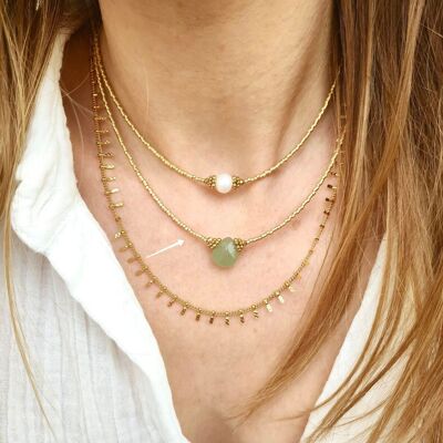 OLYMPE necklace - Green Aventurine // Choker in gold-plated Miyuki pearls and fine stone