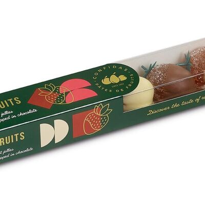 Pâtes de fruits fraises trempées dans le chocolat 200g