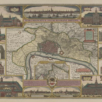 Póster Mapa histórico de Amberes - Mapa de la ciudad 1650