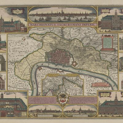 Poster Historische Kaart Antwerpen - Stadsplattegrond 1650