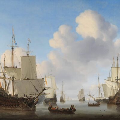 Póster Willem van der Velde - Barcos VOC