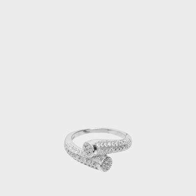 LUNA NAIL RING W/ ZIRCONS IN SILVER