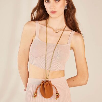 NIKOL NECKLACE WITH BROWN MICRO BAG