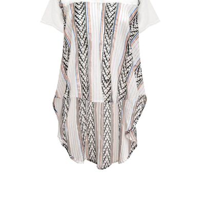 SHORT SLEEVED TOP WITH LAME 'PRINT