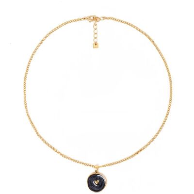 ISABELLA BLACK NECKLACE PLATED IN 14KT GOLD