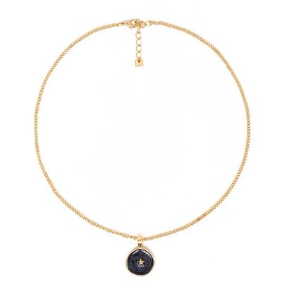 ILENIA BLACK NECKLACE PLATED IN 14KT GOLD