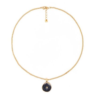 COLLIER ILENIA NOIR PLAQUÉ EN OR 14KT