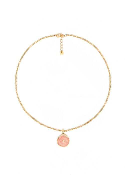 ILENIA PINK NECKLACE PLATED IN 14KT GOLD