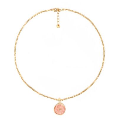 ILENIA PINK NECKLACE PLATED IN 14KT GOLD