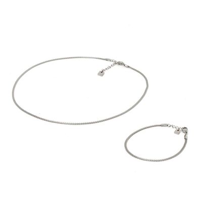 TORY SILVER FLAT NECKLACE AND BRACELET SET