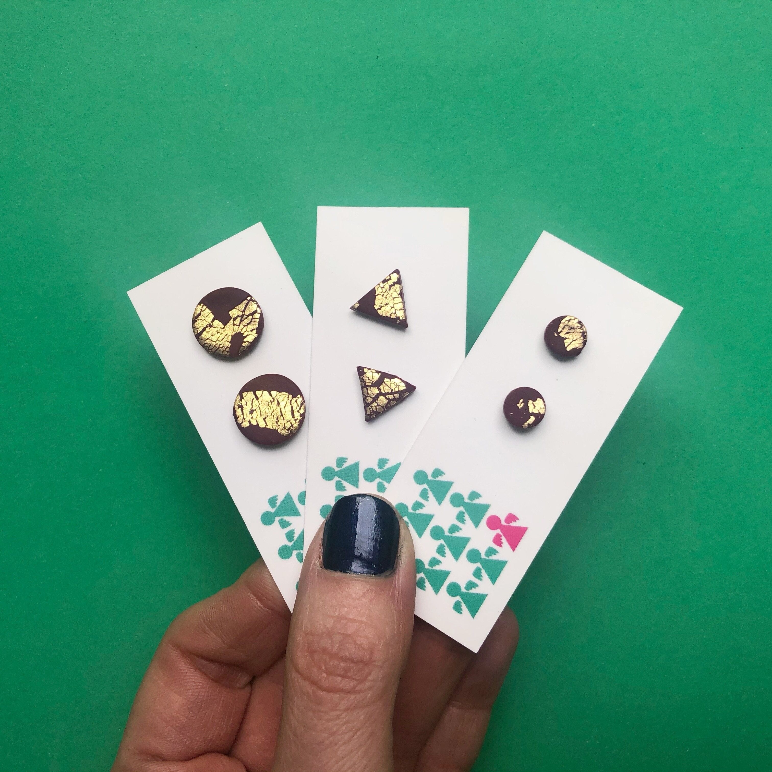 Burgundy and gold leaf Christmas earrings 3