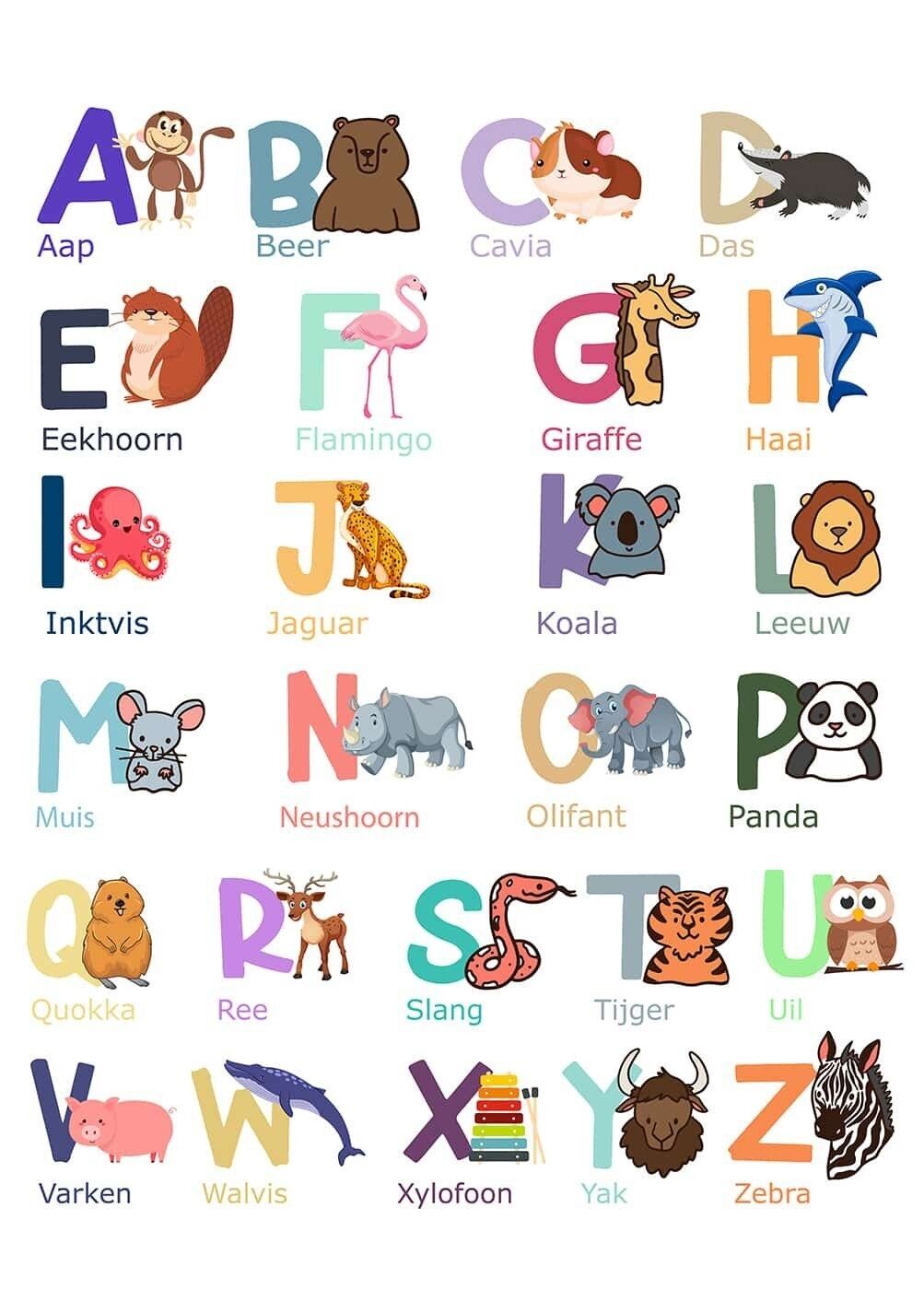 Poster Tieralphabet – pädagogisch