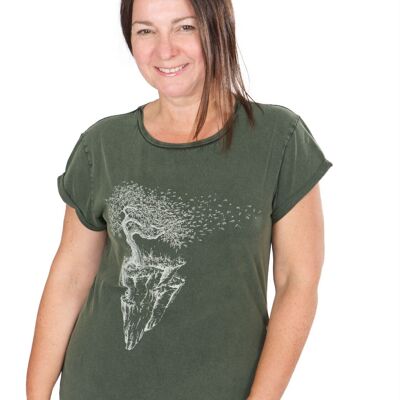 Camicia ecologica Fairwear da donna Stone Washed Green Maple Island