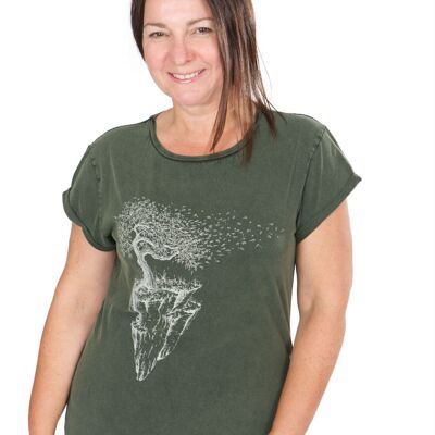 Fairwear Organic Shirt Women Stone Washed Green Maple Island