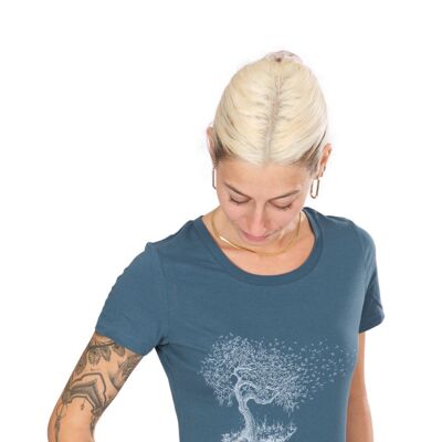 Camicia ecologica Fairwear da donna Stone Washed Blue Maple Island