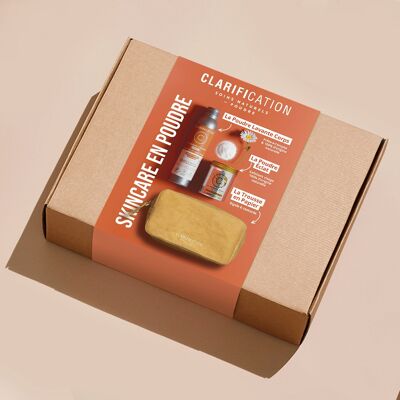 Caja de polvos para el cuidado de la piel: polvo limpiador, exfoliante y kit