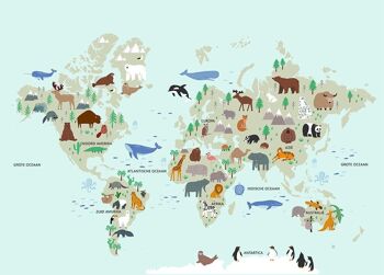 Affiche Carte du Monde Animaux - Éducatif 1
