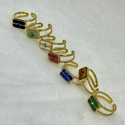 Ruby Ring in Natural Stones I Adjustable (Onyx, African Turquoise, Rose Quartz, Mother-of-Pearl, Lapis, Tiger's Eye)