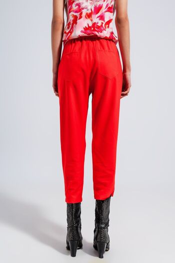 Pantalon taille élastiquée rouge 3