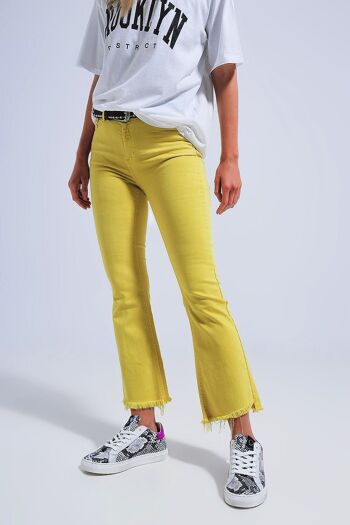 Pantalon droit jaune à larges chevilles 1