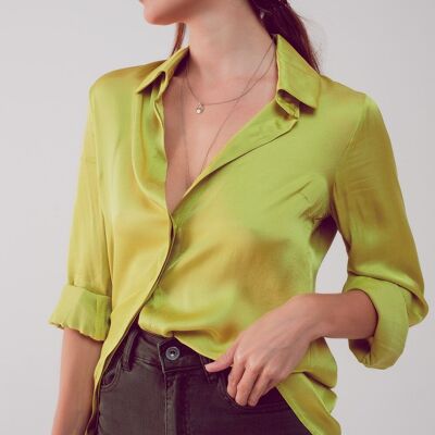 Satin shirt in lime