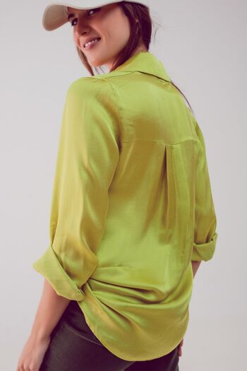 Chemise en satin vert citron 2