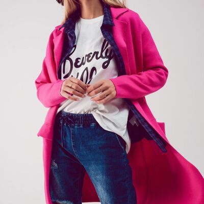 Oversized collar maxi cardigan in fuchsia