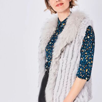 Grey Fox and Coney Fur Gilet With Collar Feature