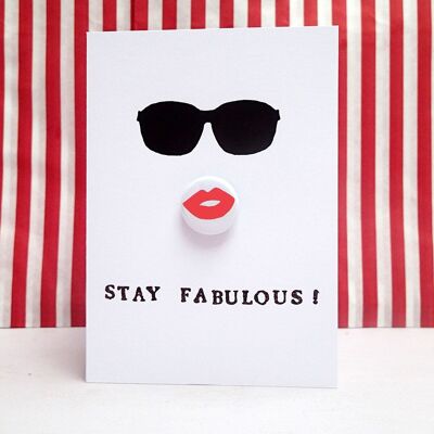 Fabulous Lips - Greeting card with badge