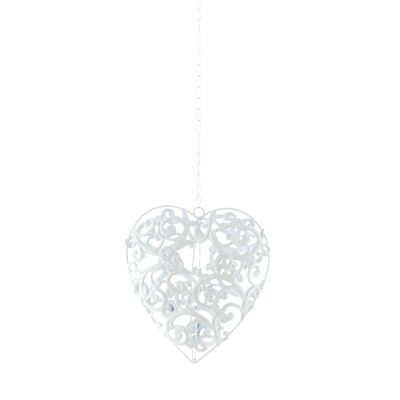 Metal hanger heart, 18 x 1 x 55 cm, white, 803123