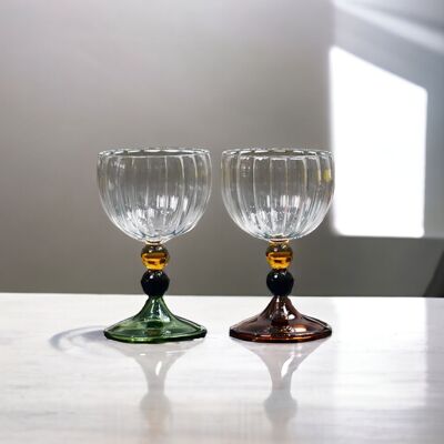 Vintage Goblet Clear Nordic Ripple Wine Glasses Cup